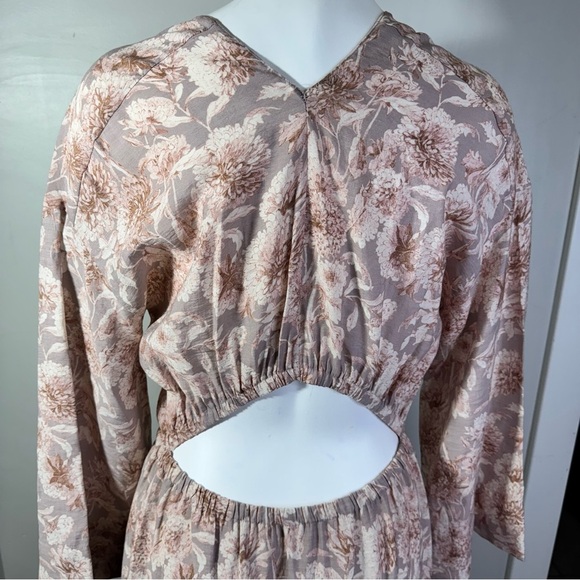 Vince Dahlia Pink Floral Print V-neck Dress, Open Back, Size XS - Picture 10 of 16